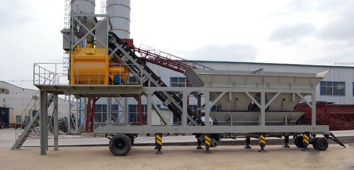 PLC control mobile mini concrete batching plant